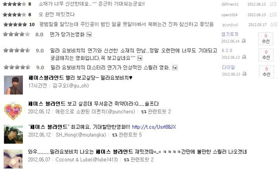 ▲ '페이스블라인드'개봉에 대한 네티즌 반응