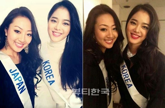 ▲ 룸메이트인 일본 후보와 함께한 한국대표 2013 미스코리아 선 한지은(오른쪽)