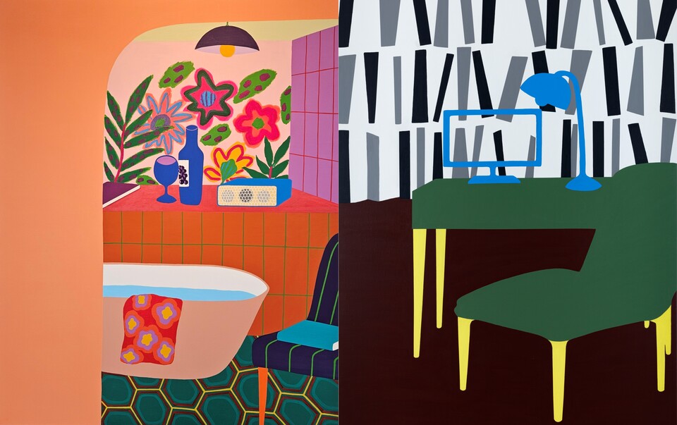 [슈필라움 No.28] Mixed media on canvas 162.2x130.3/ 2023 [슈필라움 No.33] Mixed media on canvas 162.2x112.1/ 2024