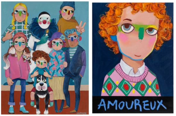 [Friends 프렌즈 50-02] 91x117cm / oil on linen / 2023 [Amoureux 연애중] 45.4 x 33.4 cm / oil, oil sticks on linen /2022